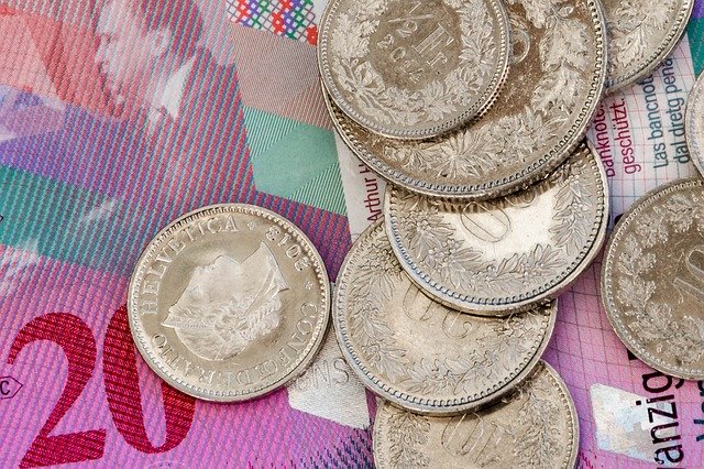 švýcarská měna, mince, detail
